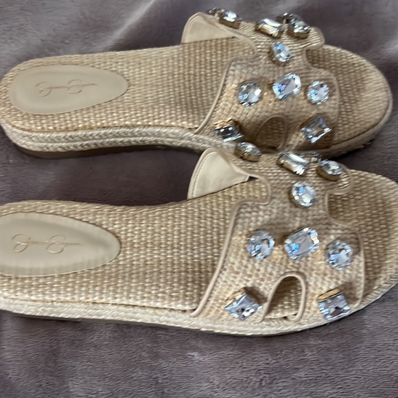 Jessica Simpson Danalea Raffia Slide with Bling - Picture 2 of 3